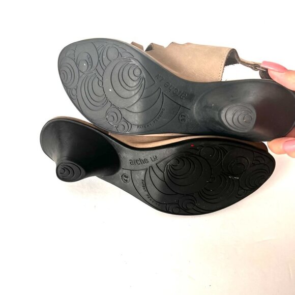 ARCHE EXOR women sandals taupe Nubuck Cage Heel Slingback - Picture 7 of 8